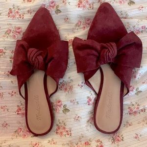 Merlot suede mules